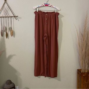 Art Class Wide Leg Terracotta Flowy Elastic Waistband Pants Size XL 14-16